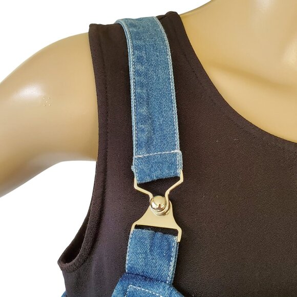 VTG Chambray Jumper Dress Women's 16 Blue Suspenders Pockets Boston Classics - Picture 10 of 12
